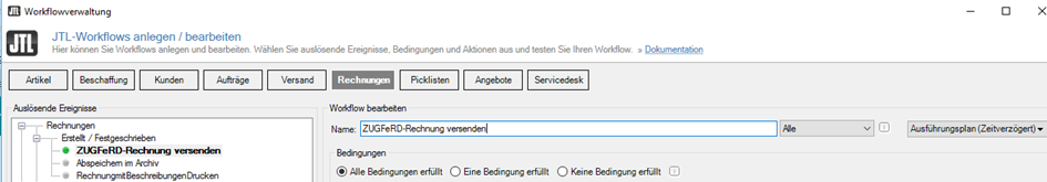 ZUGFeRD Rechnung versenden JTL-Workflow