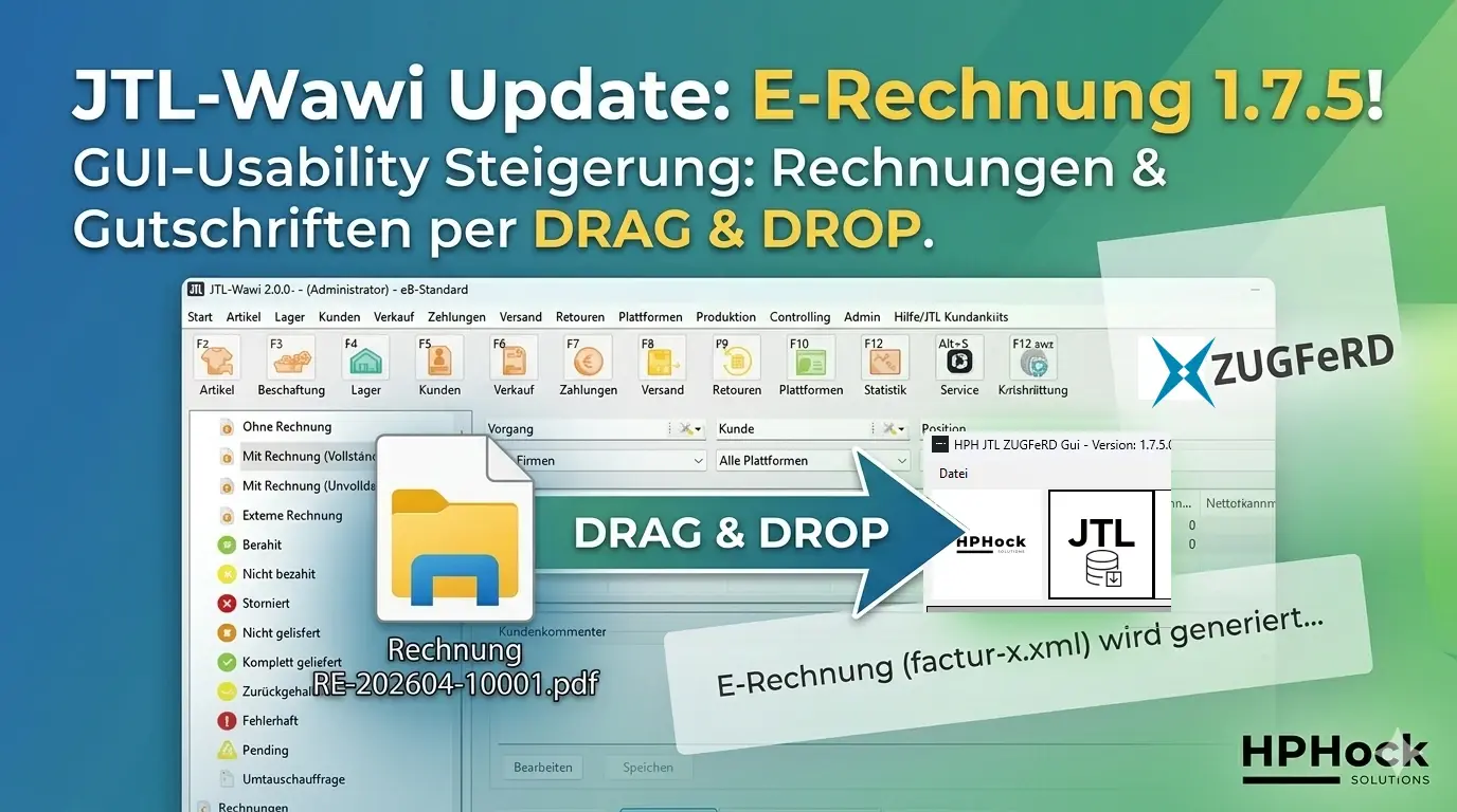 ZUGFeRD mit JTL-Wawi erstellen – einfach per Drag & Drop