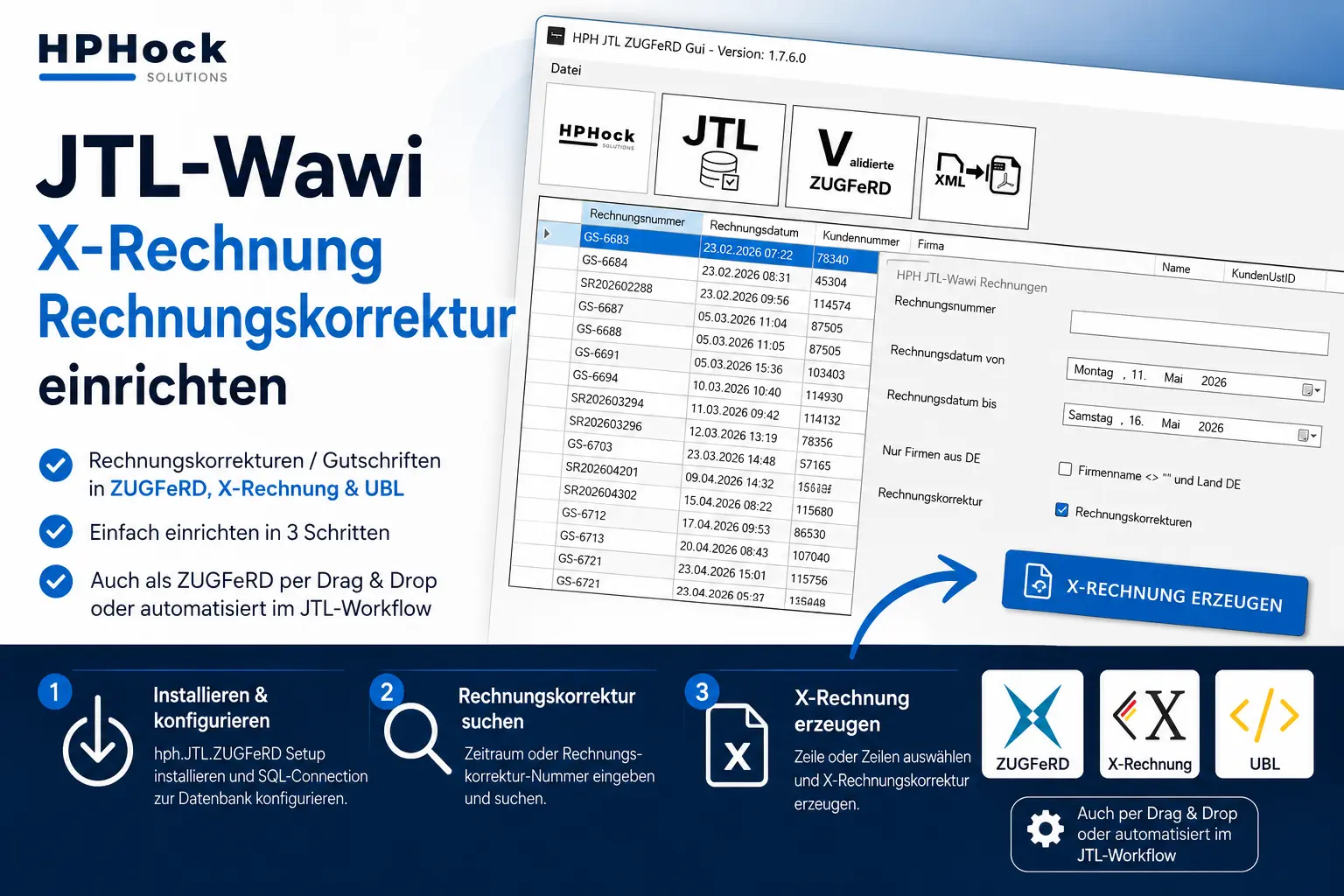JTL-Wawi X-Rechnung für Rechnungskorrekturen