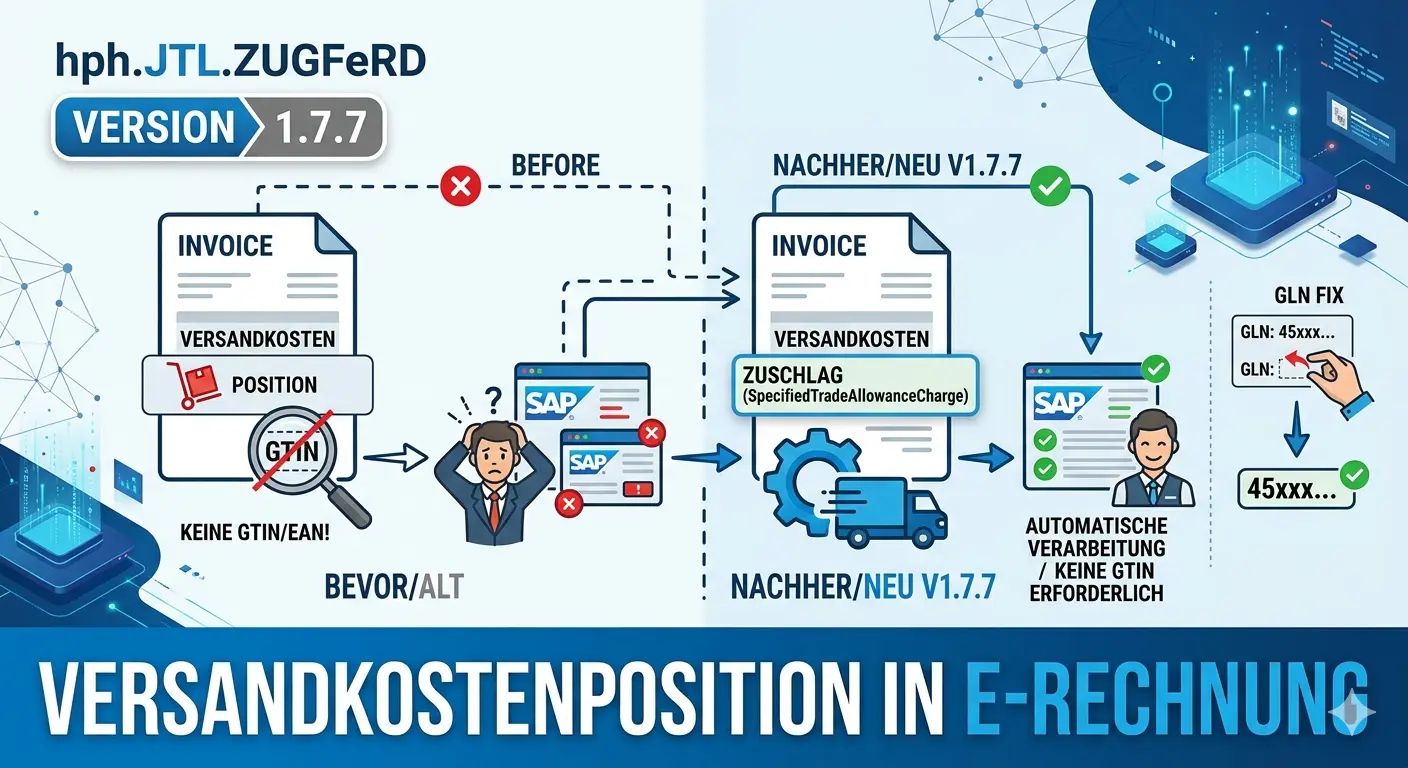 Neues Update: hph.JTL.ZUGFeRD Version 1.7.7 – Optimierter Versandkosten-Export & smarter GLN-Check